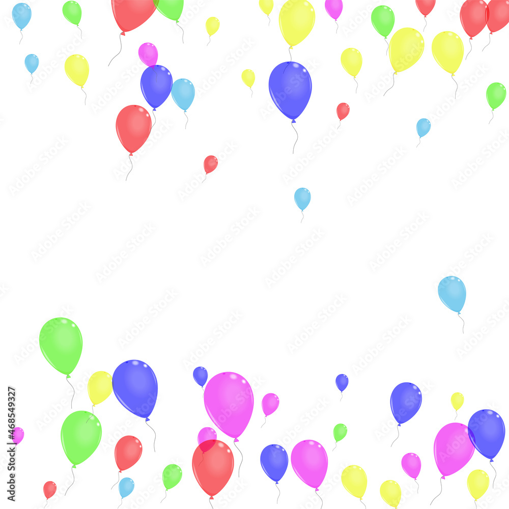 Green Confetti Background White Vector. Helium Anniversary Set. Colorful Rubber. Multicolor Surprise. Baloon Isolated Template.
