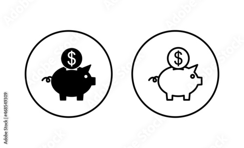 Piggy bank icons set. piggy money sign and symbol
