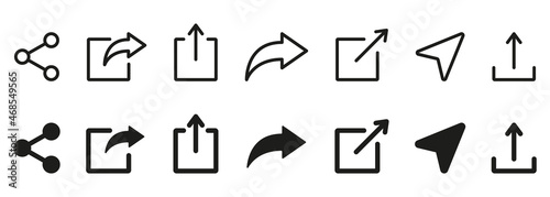 Share Link Button for Social Media Line and Silhouette Icon. Arrows Symbol Share Link for Web Site Outline Icon. Send Data Sign Linear Pictogram. Editable Stroke. Isolated Vector Illustration photo