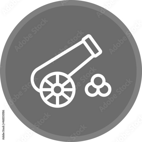 Cannon Grey Circle Line Vector Icon Design