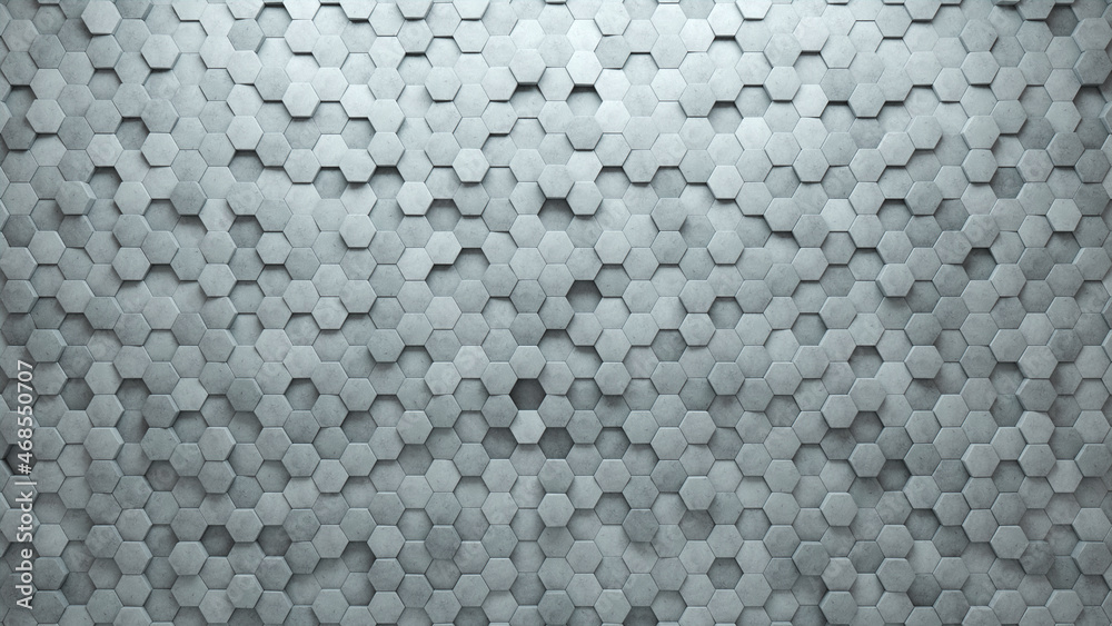 Hexagonal, 3D Wall background with tiles. Polished, tile Wallpaper with