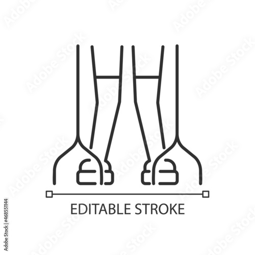 Cerebral palsy linear icon. Movement disorders. Coordination functions disability. Muscle problem. Thin line customizable illustration. Contour symbol. Vector isolated outline drawing. Editable stroke
