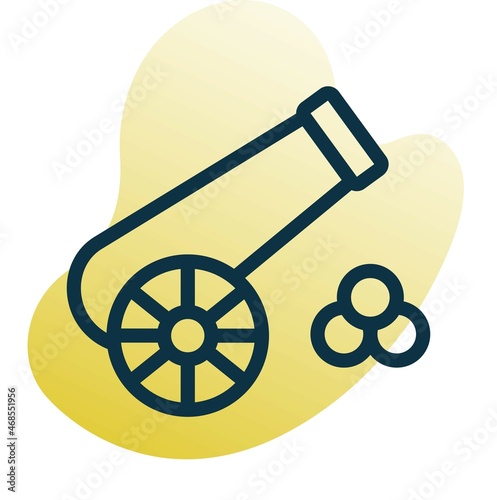 Cannon Line Bubble Gradient Vector Icon Design