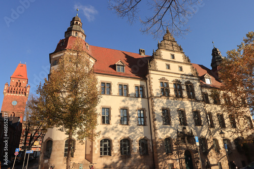 Cottbus, Schloßturm und Amtsgericht in der Altstadt