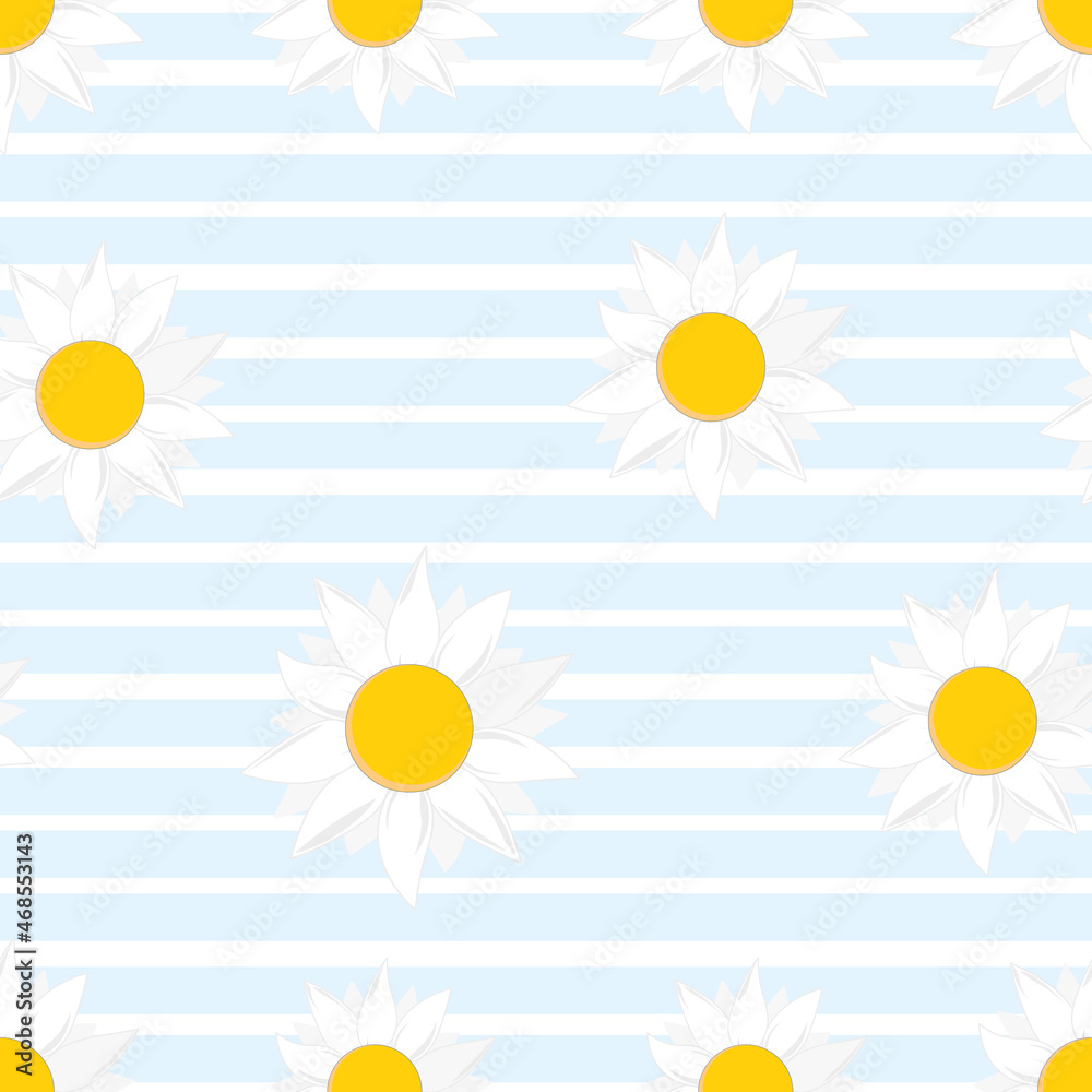 Daisy flower seamless on white background illustration. Vector illustration. Daisy flower seamless on white background illustration. Vector illustration.