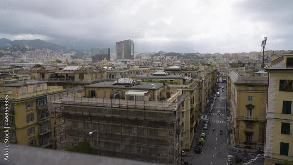 Street view of the buildings in Genoa Italy, horizon cityscape Street view of the buildings in Genoa Italy, horizon cityscape