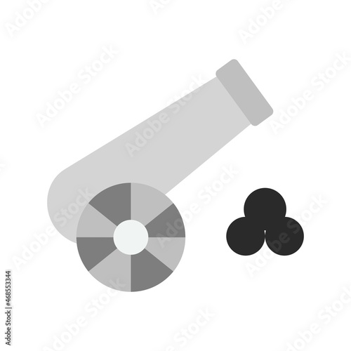 Cannon Flat Gray Scale Vector Icon Design