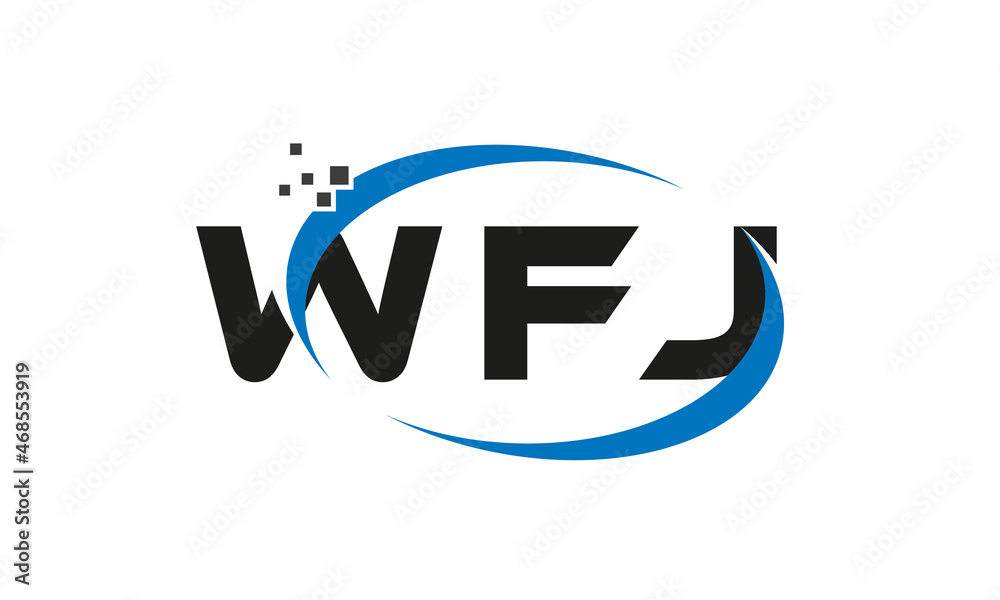 dots or points letter WFJ technology logo designs concept vector Template Element dots or points letter WFJ technology logo designs concept vector Template Element