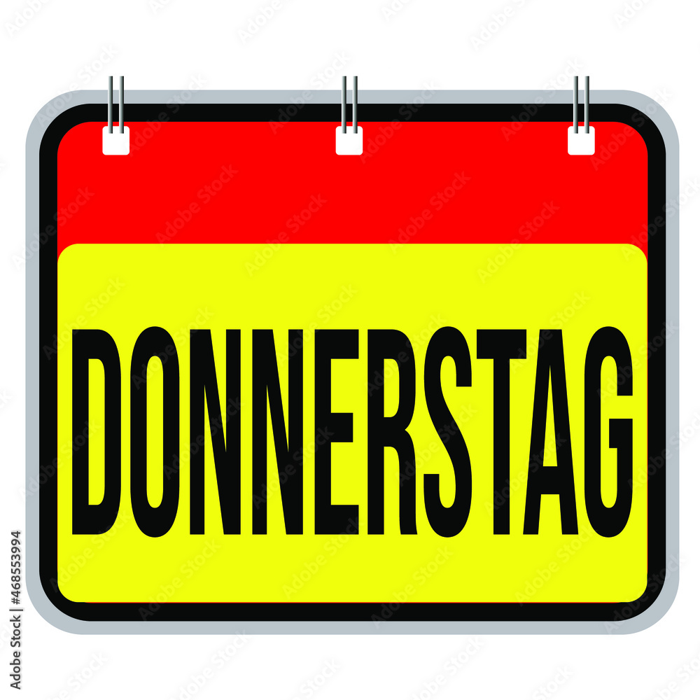 wednesday, calendar with the day written in german, realistic vector icon in the colors of the german flag on a white background. wednesday, calendar with the day written in german, realistic vector icon in the colors of the german flag on a white background.