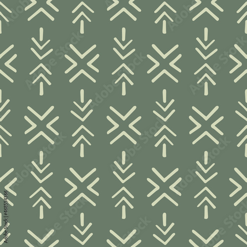 Ethnic seamless pattern, folk geometric texture, tribal endless ornament background