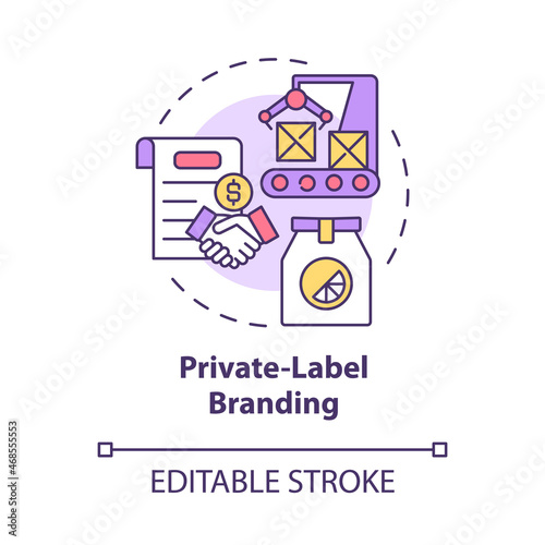 Private label branding concept icon. Business and commerce. Marketing strategy type. Brand planning abstract idea thin line illustration. Vector isolated outline color drawing. Editable stroke