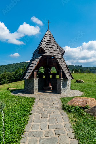 Kaple sv. Isidora above Hradek village in Slezske Beskydy mountains in Czech republic photo