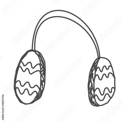 warm winter headphones, earmuffs hand drawn sketch