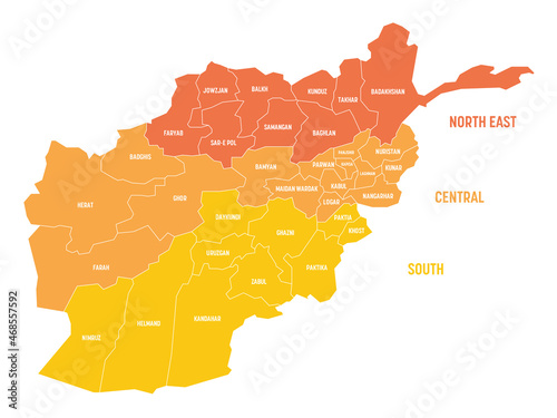 Obraz na płótnie Afghanistan - regional map of provinces
