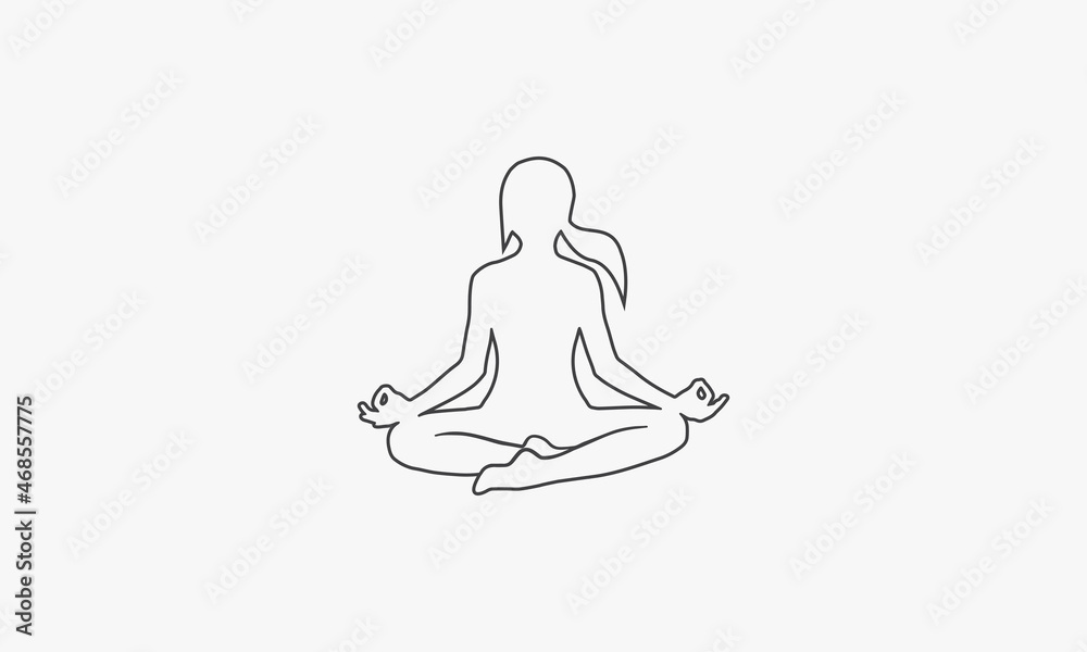 line icon woman pose yoga isolated on white background. line icon woman pose yoga isolated on white background.