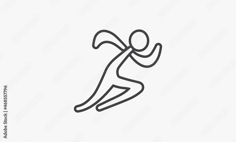 line icon abstract people run isolated on white background. line icon abstract people run isolated on white background.