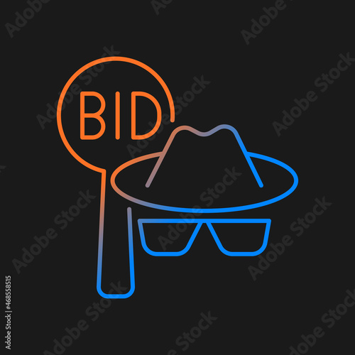 Silent auction gradient vector icon for dark theme. Fundraising. Anonymous attendees. Bidding sheet. Charity occasion. Thin line color symbol. Modern style pictogram. Vector isolated outline drawing