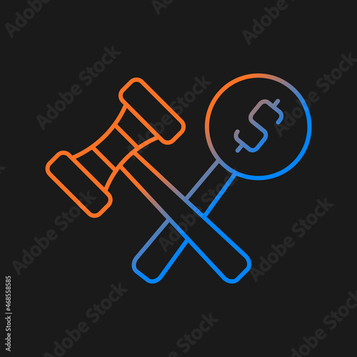 Auction gradient vector icon for dark theme. Competitive bidding for item. Bargaining for property and antique. Thin line color symbol. Modern style pictogram. Vector isolated outline drawing