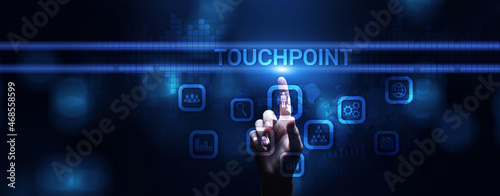 Touchpoint Business and customer relationship marketing concept on screen. photo