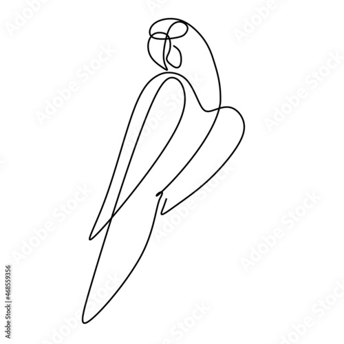 Continuous single line drawing of  a parrot. Simple hand drawn style design for animal company logo or bird lover campaign.