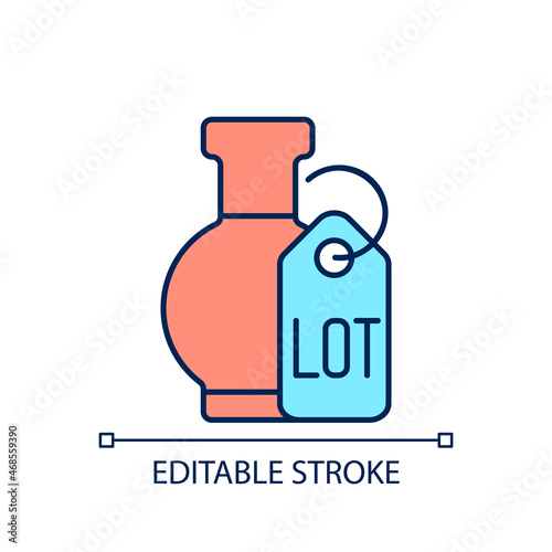 Lot RGB color icon. Auction item. Bargaining prize. Bidding for property and antiques. Purchasing lot. Bargain and deal. Isolated vector illustration. Simple filled line drawing. Editable stroke