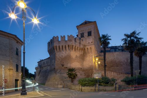 Corinaldo, Ancona. Porta S. Maria del Mercato, secolo XIII al crepuscolo photo