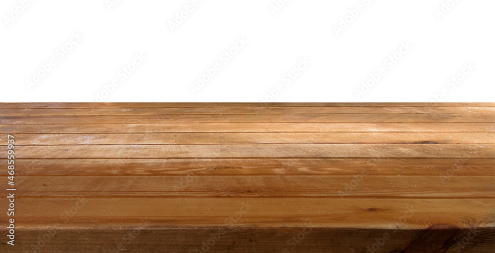 Isolated wooden table on white background