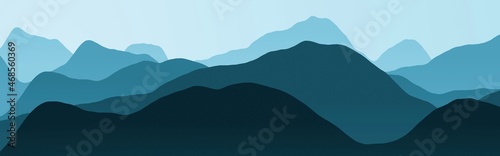 beautiful light blue mountains peaks natural landscape - wide digital graphic background illustration