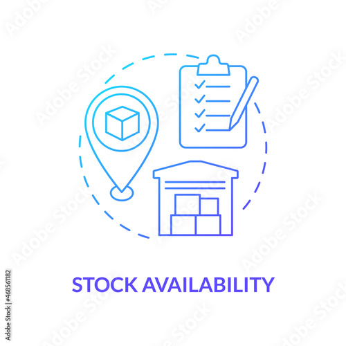 Stock availability blue gradient concept icon. Monitoring products in warehouse for ecommerce. Operations managment abstract idea thin line illustration. Vector isolated outline color drawing photo