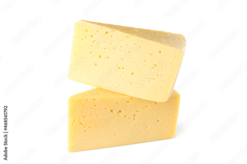 Hard cheese isolated on white background, close up Hard cheese isolated on white background, close up