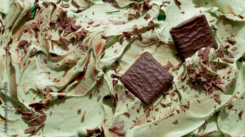 Foto Delicious choc chip and mint ice cream full frame texture