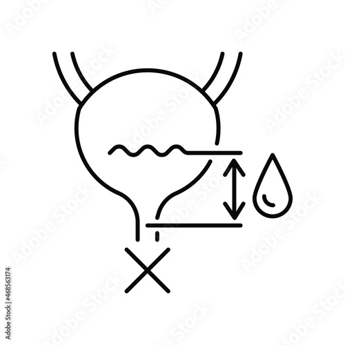 Incomplete excretion of urine. Line icon concept