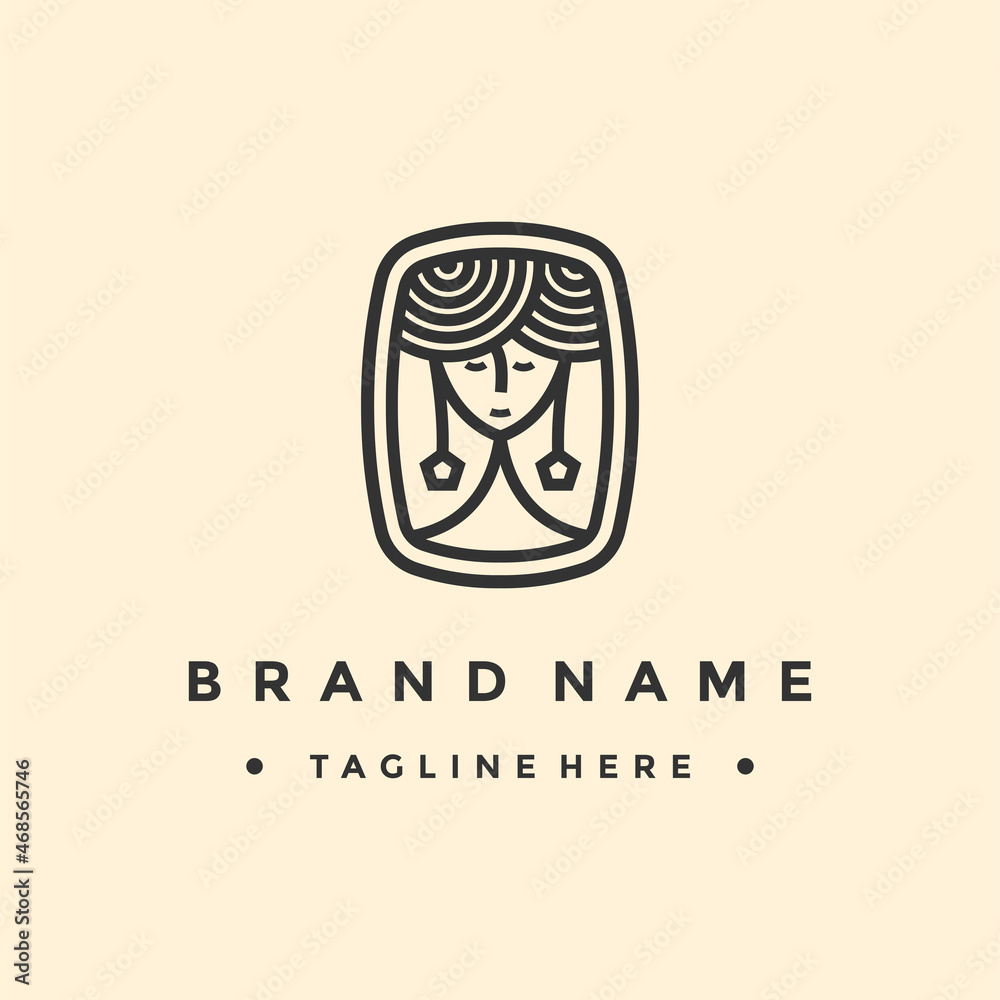 Beauty Woman Logo design with badge Beauty Woman Logo design with badge
