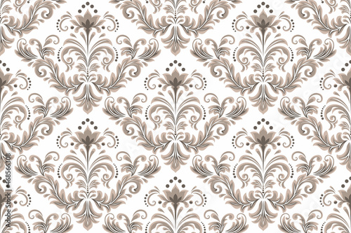 Damask seamless pattern element. Vector floral damask ornament vintage illustration.