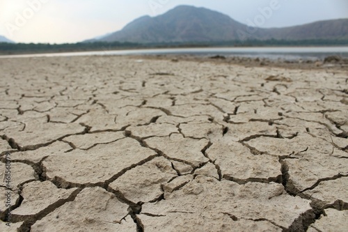 Dry and cracked land, dry due to lack of rain. Effects of climate change such as desertification and droughts. 