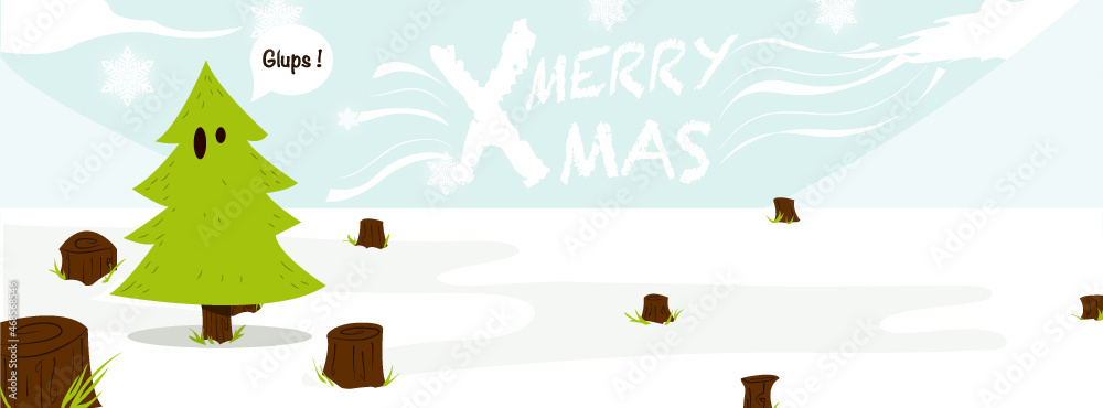 Bannière couverture Facebook Noël - Merry Christmas - Sapin de Noël