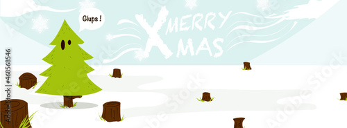 Bannière couverture Facebook Noël - Merry Christmas - Sapin de Noël