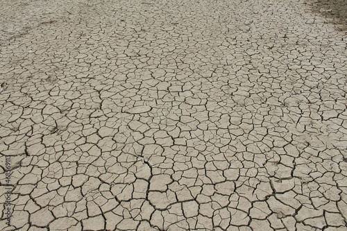 Dry and cracked land, dry due to lack of rain. Effects of climate change such as desertification and droughts.

