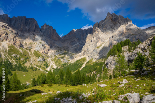 View of the Marmolada massif from Val Contrin. Dolomites.