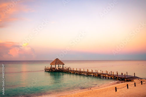 gazebo on the pier in the sea