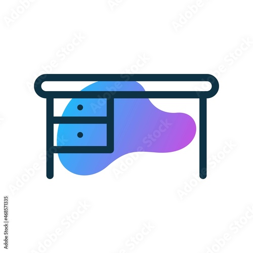 Desk Line Bubble Gradient Vector Icon Design