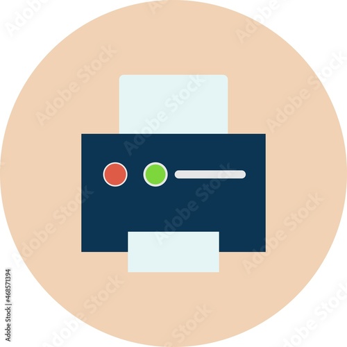 Printer Flat Circle Vector Icon Design