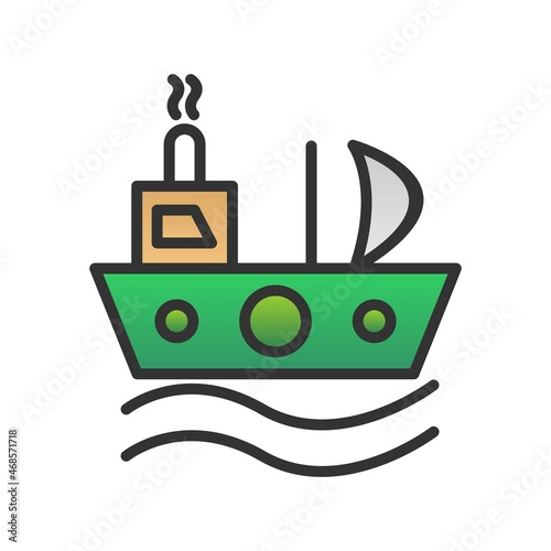 Ship Filled Gradient Vector Icon Design