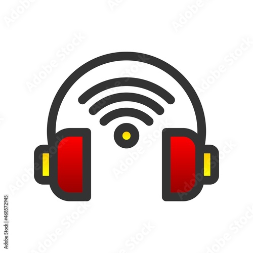 Headphones Filled Gradient Vector Icon Design