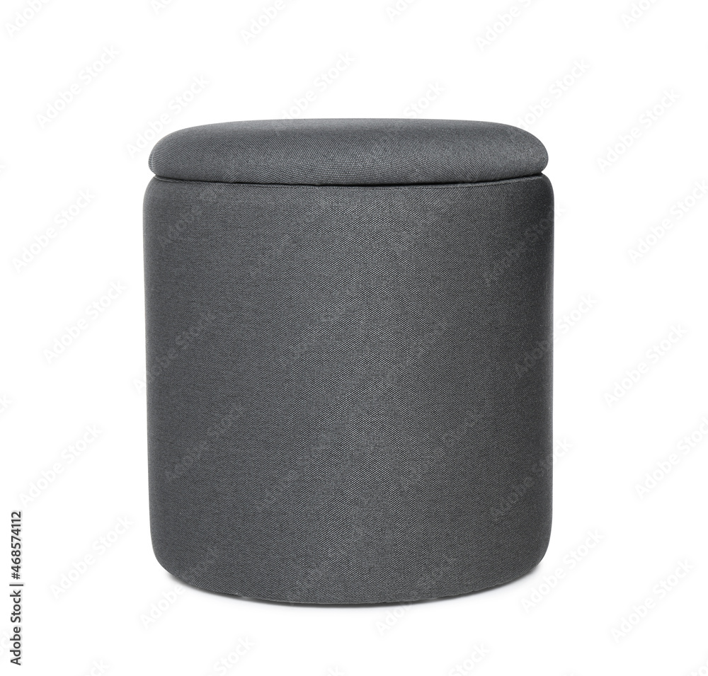 Stylish dark grey ottoman isolated on white Stylish dark grey ottoman isolated on white