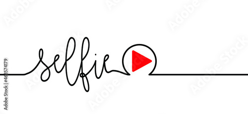I love my selfie with recording, rec. knob. Vector quote. Camera stick, self portrait with mobile and web apps pictogram. Making selfie photo on smart phone concept. Selfie label or badge.