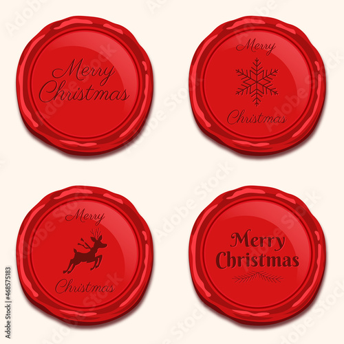 Christmas wax seals. Vector illustration