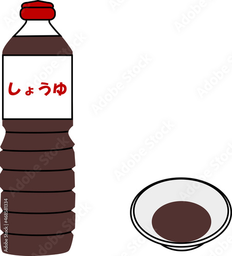 醤油のイラスト素材と小皿
