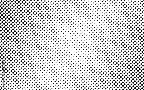 Dot pattern with half tone effect. Halftone fade background. Comic pop art gradient. Cartoon duotone print. Anime soft backdrop. Monochrome banner. Black white gradation frame. Vector illustration