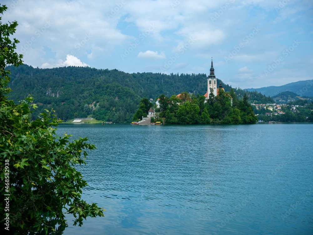 Church on island in lake Bled, Slovenia